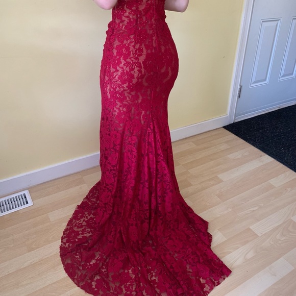 Chester & Felicity Red Sparkly Mermaid Prom Dress - Picture 4 of 8